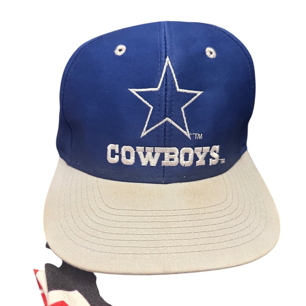 Vintage Logo 7 Dallas Cowboys Snapback Hat Blue Silver 90s NFL Football Cap OSFA